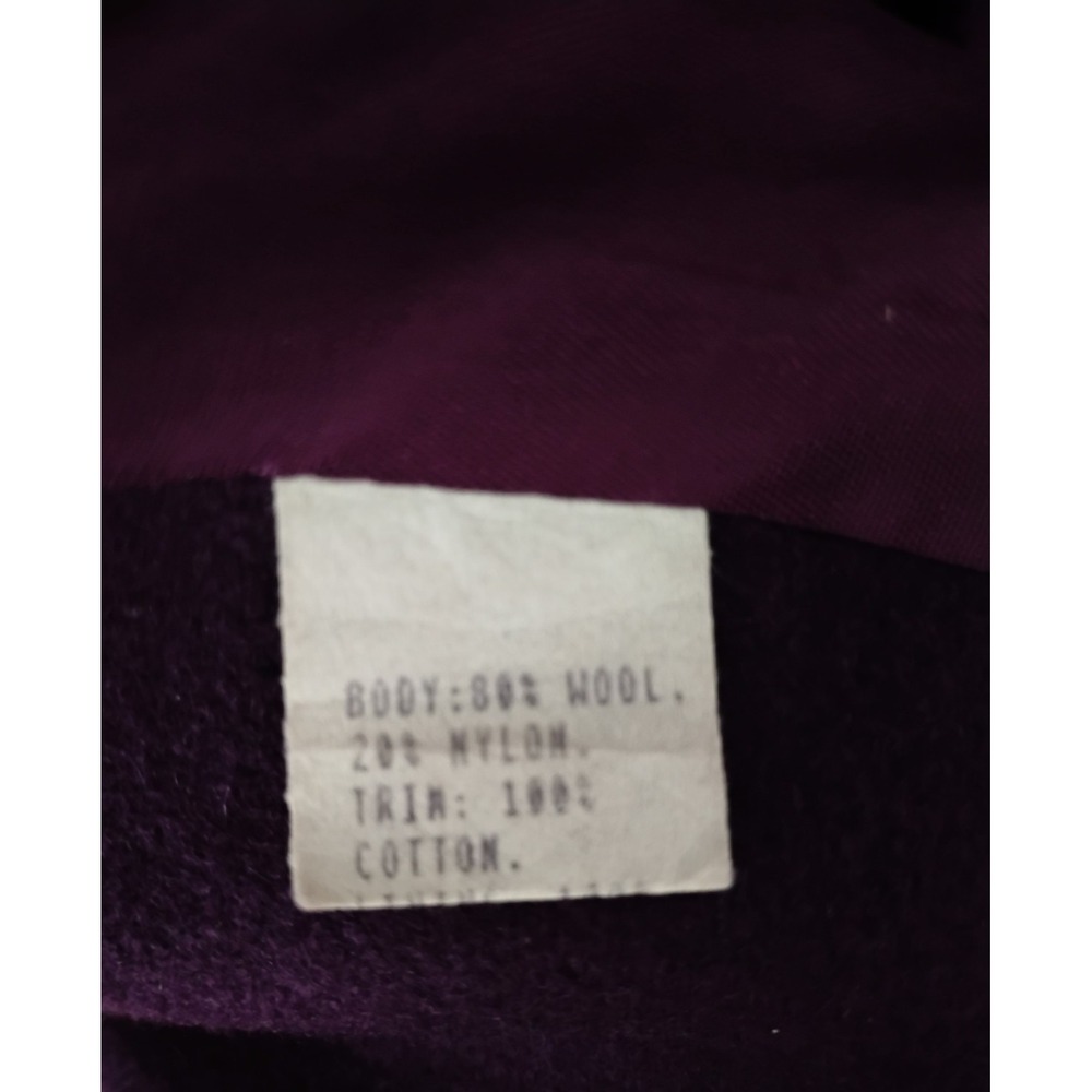 Lady Suzette Wool Blend Coat Womens XL Purple Velvet Collar VTG Long Overcoat - Picture 5 of 9